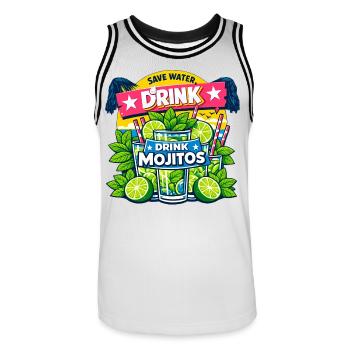 Sauvez l'eau, buvez Mojitos - Maillot de basket Homme - blanc/noir - Devant - AI Model Male 185 dark (185cm)