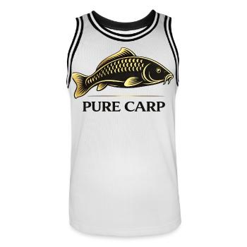 Pure Carp Minimal – Clean Fishing Design - Men's Basketball Jersey - white/black - Front - AI Model Male 185 dark (185cm)