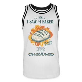 Levain pâtisser pâtisserie Baker Levain - Maillot de basket Homme - blanc/noir - Devant - AI Model Male 185 dark (185cm)