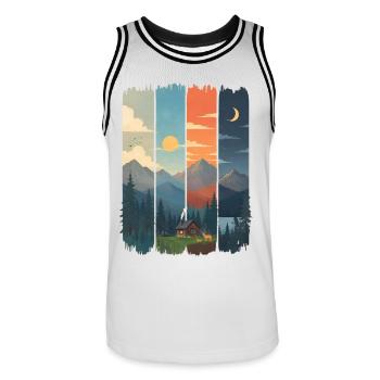 Horizonte in vier Gebirgstafeln - Männer Basketball-Trikot - Weiß/Schwarz - Vorne - AI Model Male 185 dark (185cm)