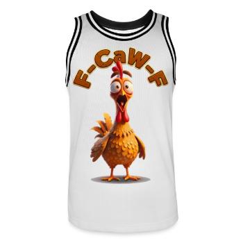 F-Can-F Rooster Cartoon | Chicken, funny pictures - Men's Basketball Jersey - white/black - Front - AI Model Male 185 dark (185cm)