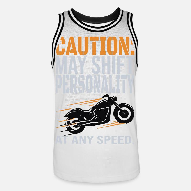Caution – Personality Shift Biker Design - Männer Basketball-Trikot - Weiß/Schwarz