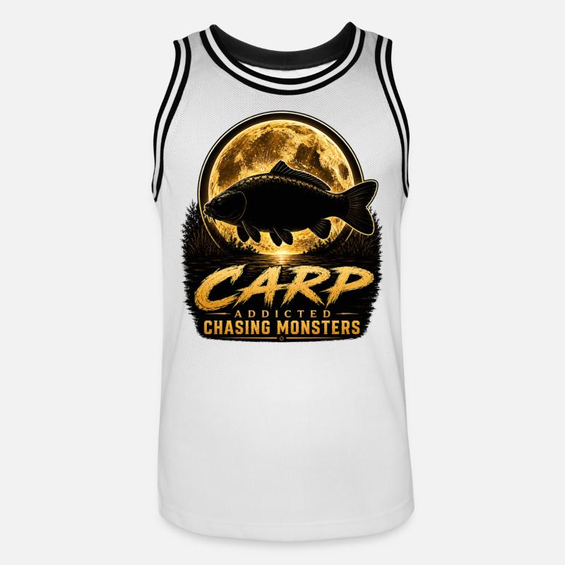 Mitternachtskarpfen-süchtiges Monsterfischen-Design - Männer Basketball-Trikot - Weiß/Schwarz
