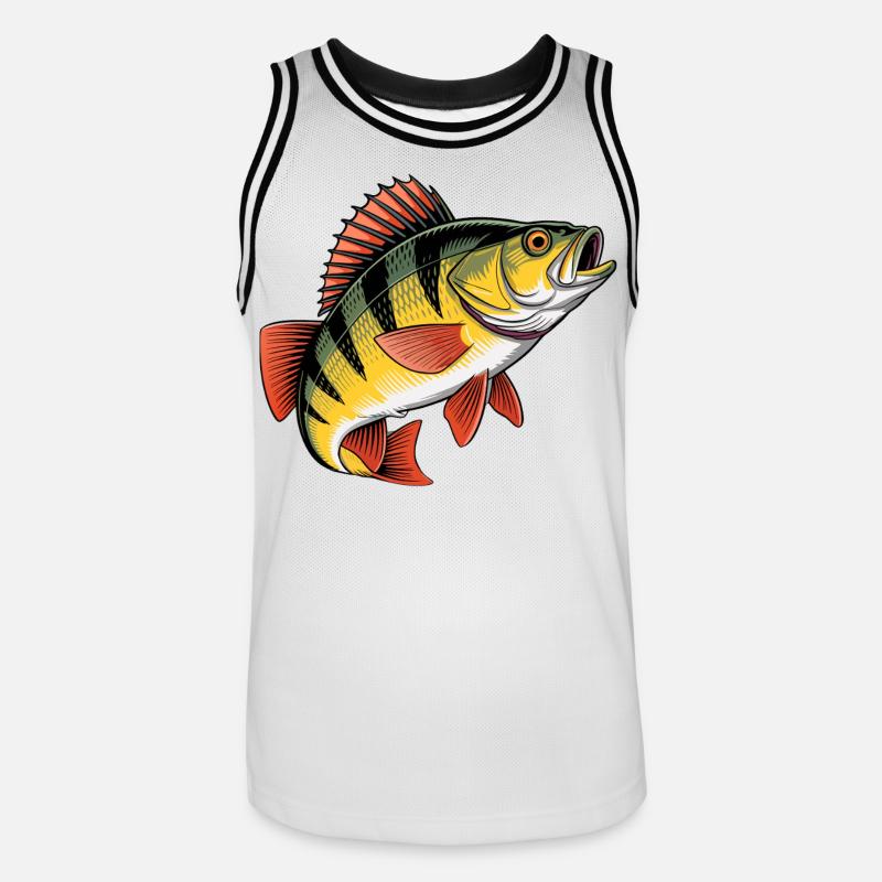 Springender Barsch - Männer Basketball-Trikot - Weiß/Schwarz