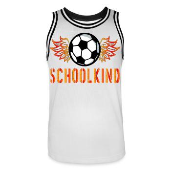 Fußballschule - Männer Basketball-Trikot - Weiß/Schwarz - Vorne - AI Model Male 185 dark (185cm)