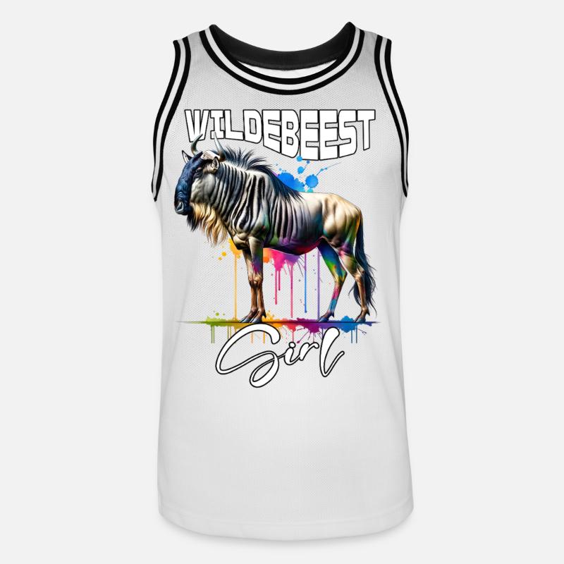 Wildebeest Mädchen Gnu - Männer Basketball-Trikot - Weiß/Schwarz