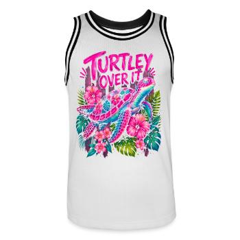 Turtley Over It Cute Turtle Flower - Men's Basketball Jersey - white/black - Front - AI Model Male 185 dark (185cm)