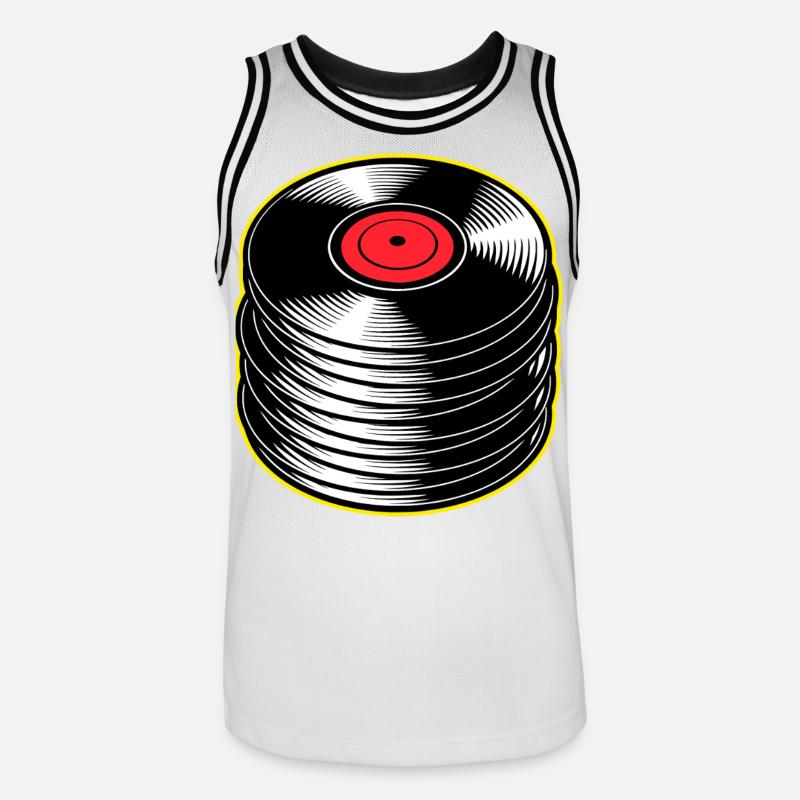 Stack d’albums vinyles - Maillot de basket Homme - blanc/noir