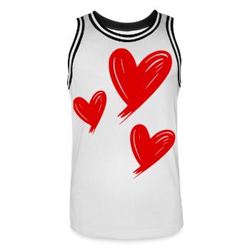Cœurs Rouges - Maillot de basket Homme - blanc/noir - Devant - AI Model Male 185 dark (185cm)