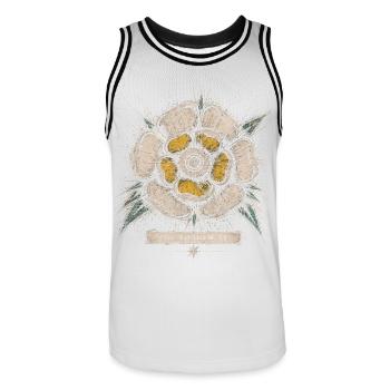 Le design de l’emblème vintage de la rose blanche du Yorkshire - Maillot de basket Homme - blanc/noir - Devant - AI Model Male 185 dark (185cm)