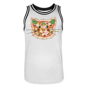 Pizza Katze - Männer Basketball-Trikot - Weiß/Schwarz - Vorne - AI Model Male 185 dark (185cm)