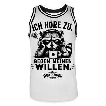 Geschenk für Kollegen Sarkasmus Humor  - Männer Basketball-Trikot - Weiß/Schwarz - Vorne - AI Model Male 185 dark (185cm)