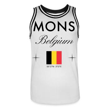 Mons Belgium Coordine le souvenir de voyage - Maillot de basket Homme - blanc/noir - Devant - AI Model Male 185 dark (185cm)