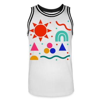 Lebendige Geometrie Sonnenfarben Muster - Männer Basketball-Trikot - Weiß/Schwarz - Vorne - AI Model Male 185 dark (185cm)
