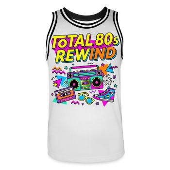 Total 80s Rewind - Men's Basketball Jersey - white/black - Front - AI Model Male 185 dark (185cm)