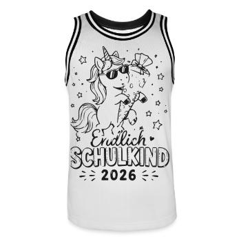 Einhorn Schulkind 2026 Edition - Männer Basketball-Trikot - Weiß/Schwarz - Vorne - AI Model Male 185 dark (185cm)