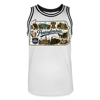 Pennsylvania Keystone State Vintage-Aufkleber - Männer Basketball-Trikot - Weiß/Schwarz - Vorne - AI Model Male 185 dark (185cm)