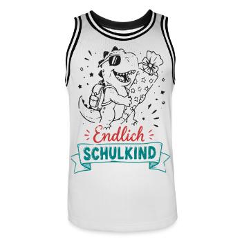 Endlich Schulkind Dino - Männer Basketball-Trikot - Weiß/Schwarz - Vorne - AI Model Male 185 dark (185cm)