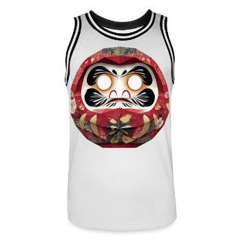 Blumenkreis-Daruma im Feststil Daruma Origami - Männer Basketball-Trikot - Weiß/Schwarz - Vorne - AI Model Male 185 dark (185cm)