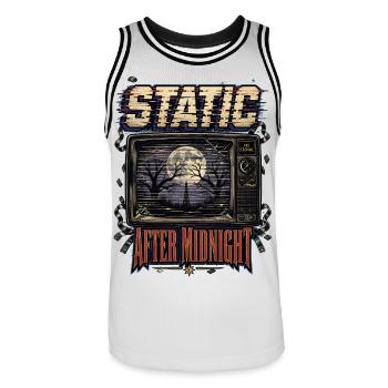 Statique après minuit - Maillot de basket Homme - blanc/noir - Devant - AI Model Male 185 dark (185cm)