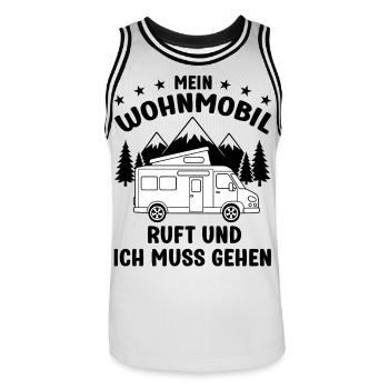 Mein Wohnmobil ruft und ich muss gehen Camping - Männer Basketball-Trikot - Weiß/Schwarz - Vorne - AI Model Male 185 dark (185cm)