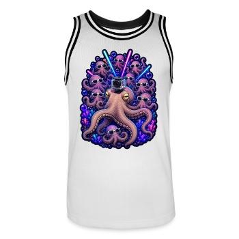 Neon Octopus Rave Kamerateam - Männer Basketball-Trikot - Weiß/Schwarz - Vorne - AI Model Male 185 dark (185cm)