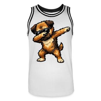 Dabbing Border Terrier im Comic Stil - Männer Basketball-Trikot - Weiß/Schwarz - Vorne - AI Model Male 185 dark (185cm)
