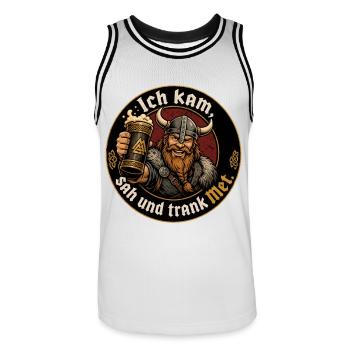 Wikinger Bier Spruch - Männer Basketball-Trikot - Weiß/Schwarz - Vorne - AI Model Male 185 dark (185cm)