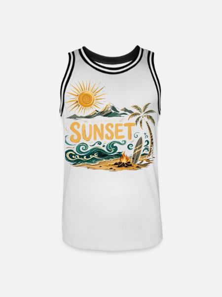Sunset on the beach surf - Men's Basketball Jersey - white/black