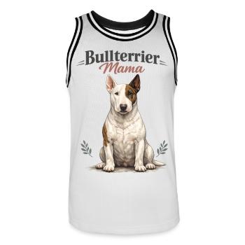 Maman Bull Terrier – Cadeau pour les mamans de chiens fières - Maillot de basket Homme - blanc/noir - Devant - AI Model Male 185 dark (185cm)