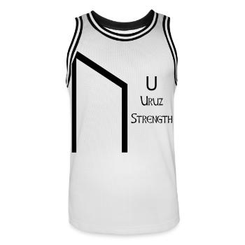 Uruz Rune Complete Black – Viking Futhark - Maillot de basket Homme - blanc/noir - Devant - AI Model Male 185 dark (185cm)