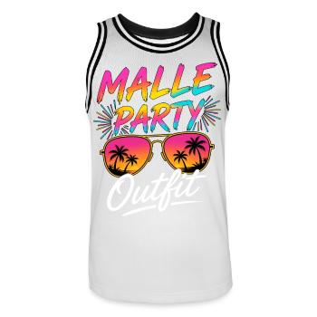 Tenue de fête Malle Majorque vacances d’été - Maillot de basket Homme - blanc/noir - Devant - AI Model Male 185 dark (185cm)