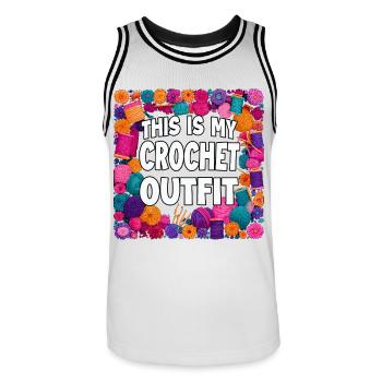This Is My Crochet Outfit - Men's Basketball Jersey - white/black - Front - AI Model Male 185 dark (185cm)