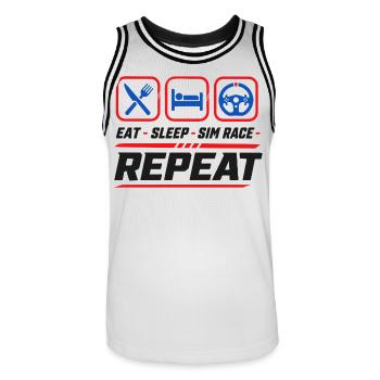Répétition de la course Sleep Sim pour les fans de sim racing - Maillot de basket Homme - blanc/noir - Devant - AI Model Male 185 dark (185cm)