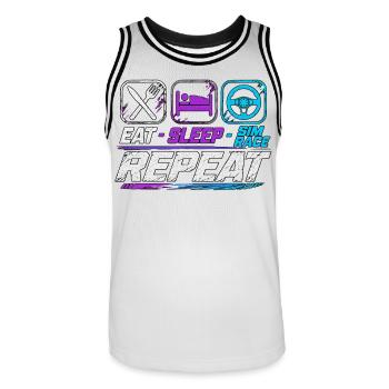 Répétition de la course Sleep Sim pour les fans de sim racing - Maillot de basket Homme - blanc/noir - Devant - AI Model Male 185 dark (185cm)