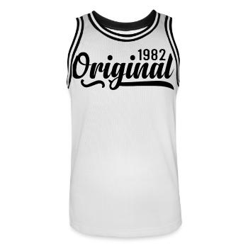 1982 anniversaire 43 ans, rétro 1982 - Maillot de basket Homme - blanc/noir - Devant - AI Model Male 185 dark (185cm)