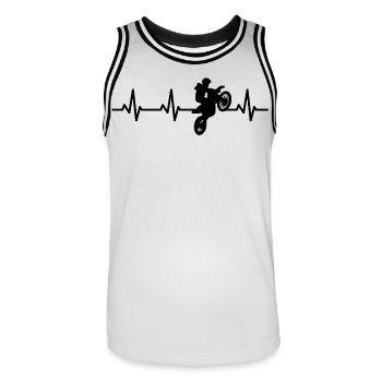 Herzlinie Motocross Fahrer - Männer Basketball-Trikot - Weiß/Schwarz - Vorne - AI Model Male 185 dark (185cm)