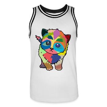 Petit chat mignon coloré - Maillot de basket Homme - blanc/noir - Devant - AI Model Male 185 dark (185cm)