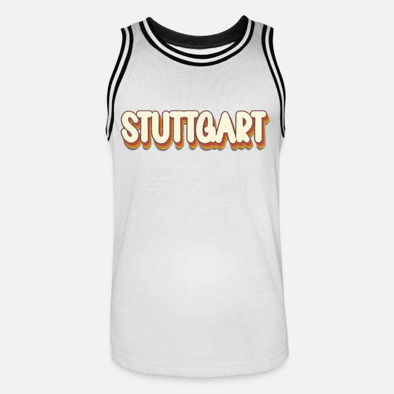 Stuttgartererin Stuttgarterer Stuttgarter - Männer Basketball-Trikot - Weiß/Schwarz