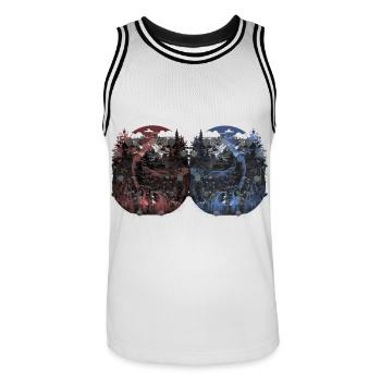 Cerf cerf chevreuil Vintage rétro Woodland animaux - Maillot de basket Homme - blanc/noir - Devant - AI Model Male 185 dark (185cm)