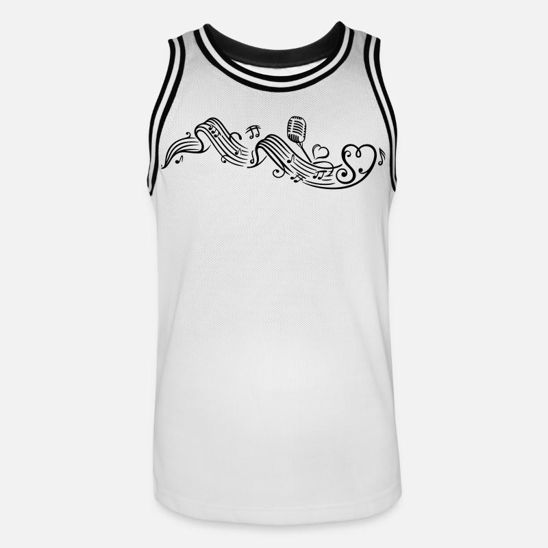 Notenblatt mit microphon, music, notes, clef - Maillot de basket Homme - blanc/noir