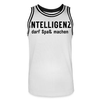 L’intelligence peut être amusante Conception d’affirmations - Maillot de basket Homme - blanc/noir - Devant - AI Model Male 185 dark (185cm)