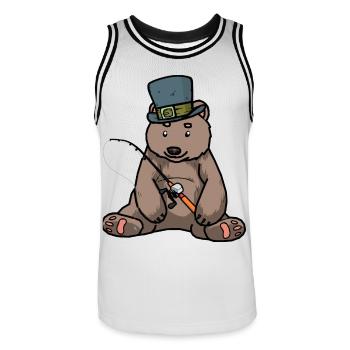 Brown Bear Grizzly Amgler canne à pêche - Maillot de basket Homme - blanc/noir - Devant - AI Model Male 185 dark (185cm)
