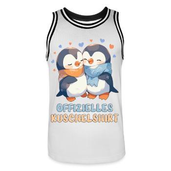 Chemise Câline Officielle Pingouins Amour Coeur Doux - Maillot de basket Homme - blanc/noir - Devant - AI Model Male 185 dark (185cm)
