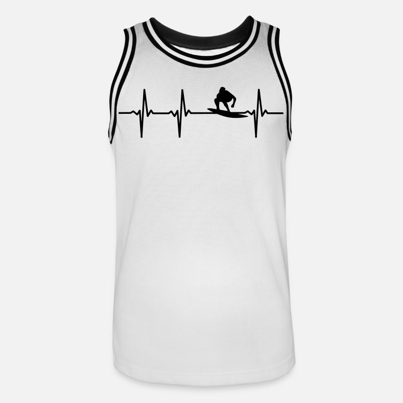 Surfer EKG - Männer Basketball-Trikot - Weiß/Schwarz