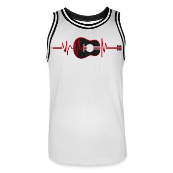 Silhouette de Guitare dans un Rythme Cardiaque. - Maillot de basket Homme - blanc/noir - Devant - AI Model Male 185 dark (185cm)