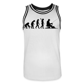 Funny Human Evolution Fisherman Fishing Lover - Men's Basketball Jersey - white/black - Front - AI Model Male 185 dark (185cm)