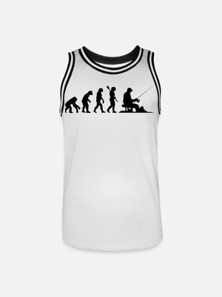 Funny Human Evolution Fisherman Fishing Lover - Men's Basketball Jersey - white/black