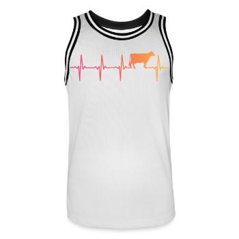 Kuh Sonnenuntergang Herzschlag Kuh Bauer - Männer Basketball-Trikot - Weiß/Schwarz - Vorne - AI Model Male 185 dark (185cm)