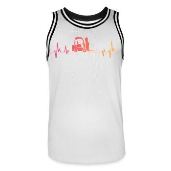 Chariot élévateur Sunset battement de coeur  - Maillot de basket Homme - blanc/noir - Devant - AI Model Male 185 dark (185cm)